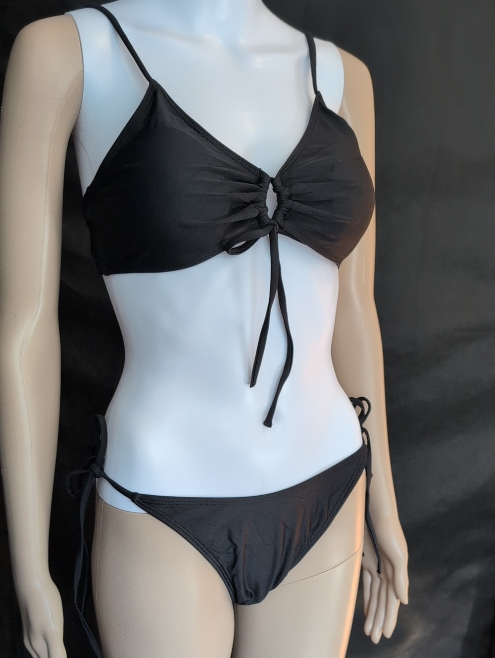 Zonsaoja Women’s Black Tie-Front Bikini - Classic Swim Two-Piece